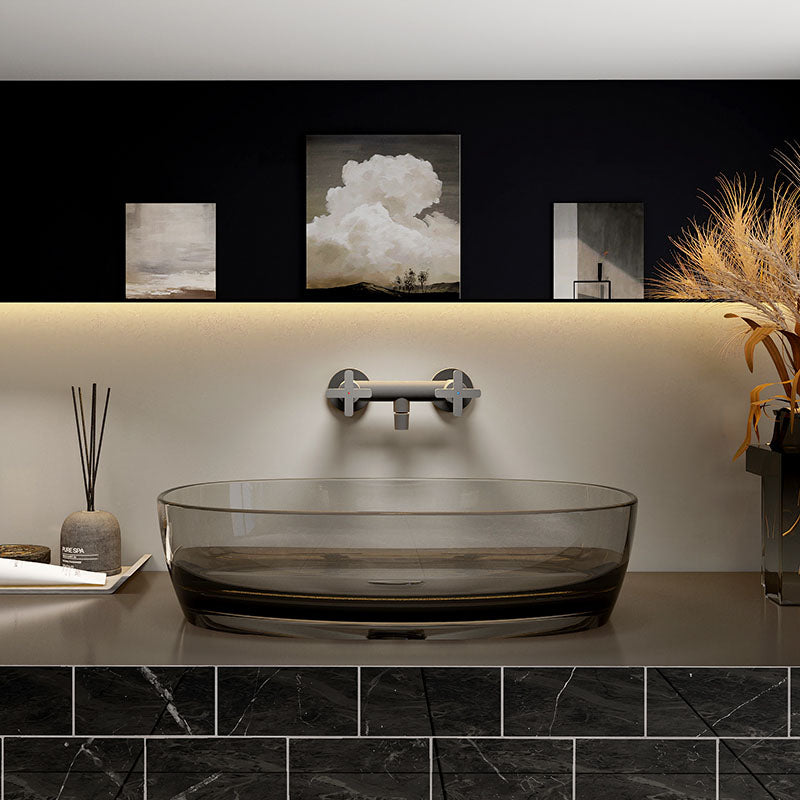 Modern Wash Stand Transparent Solid Color Resin Bathroom Sink(Not Included Faucet)
