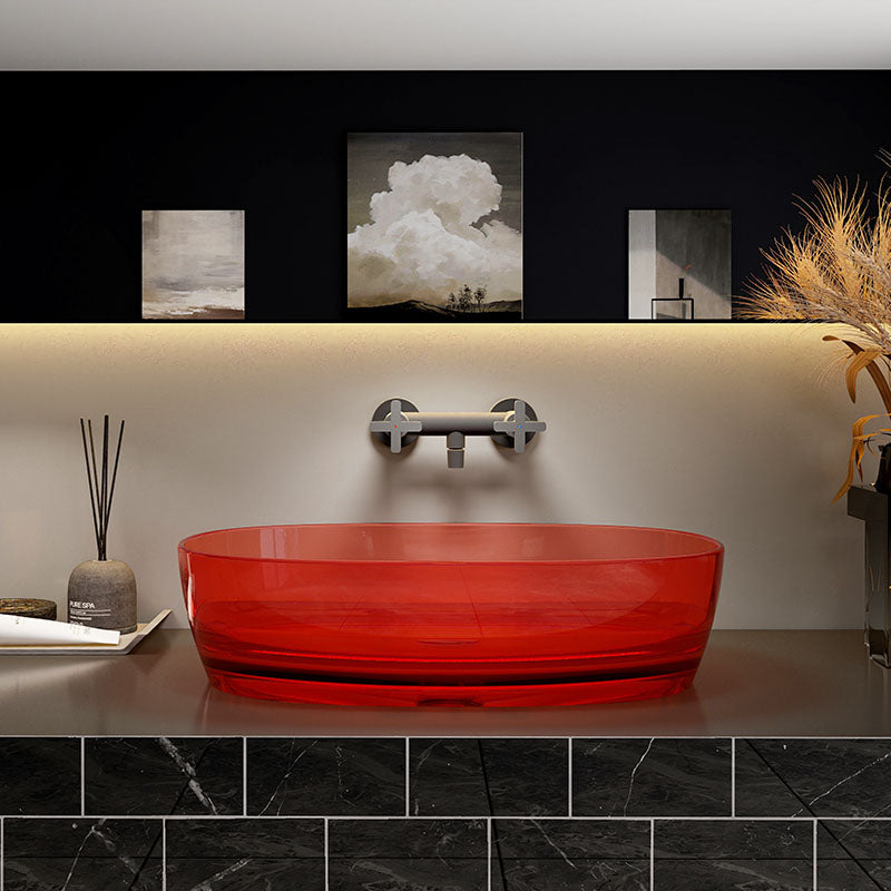 Modern Wash Stand Transparent Solid Color Resin Bathroom Sink(Not Included Faucet)