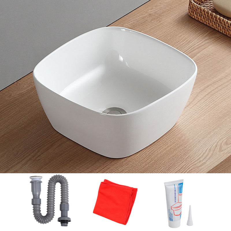 White Bathroom Sink Vessel Porcelain Bathroom Sink (Not Including Faucet)