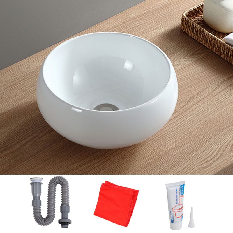 White Bathroom Sink Vessel Porcelain Bathroom Sink (Not Including Faucet)