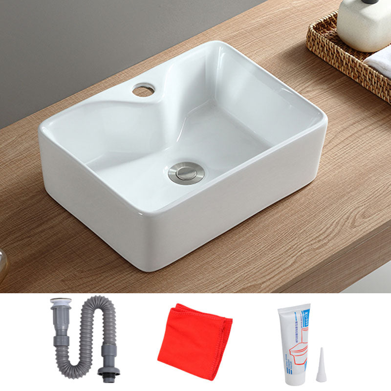 White Bathroom Sink Vessel Porcelain Bathroom Sink (Not Including Faucet)