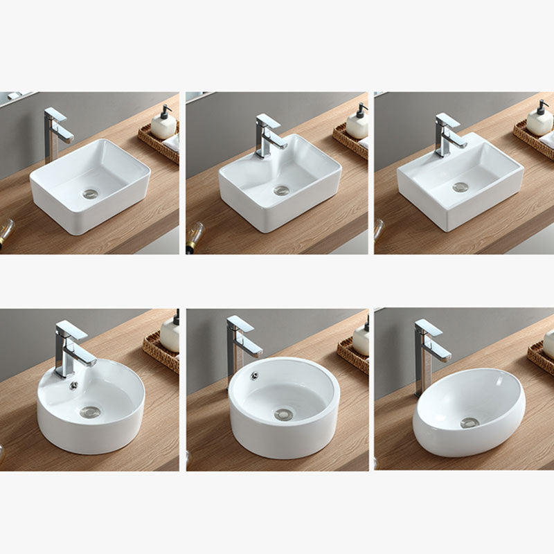 White Bathroom Sink Vessel Porcelain Bathroom Sink (Not Including Faucet)