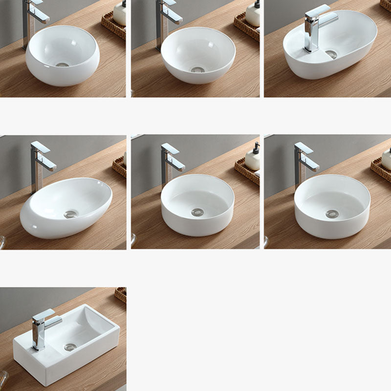 White Bathroom Sink Vessel Porcelain Bathroom Sink (Not Including Faucet)