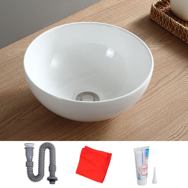 White Bathroom Sink Vessel Porcelain Bathroom Sink (Not Including Faucet)