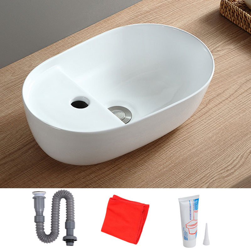 White Bathroom Sink Vessel Porcelain Bathroom Sink (Not Including Faucet)