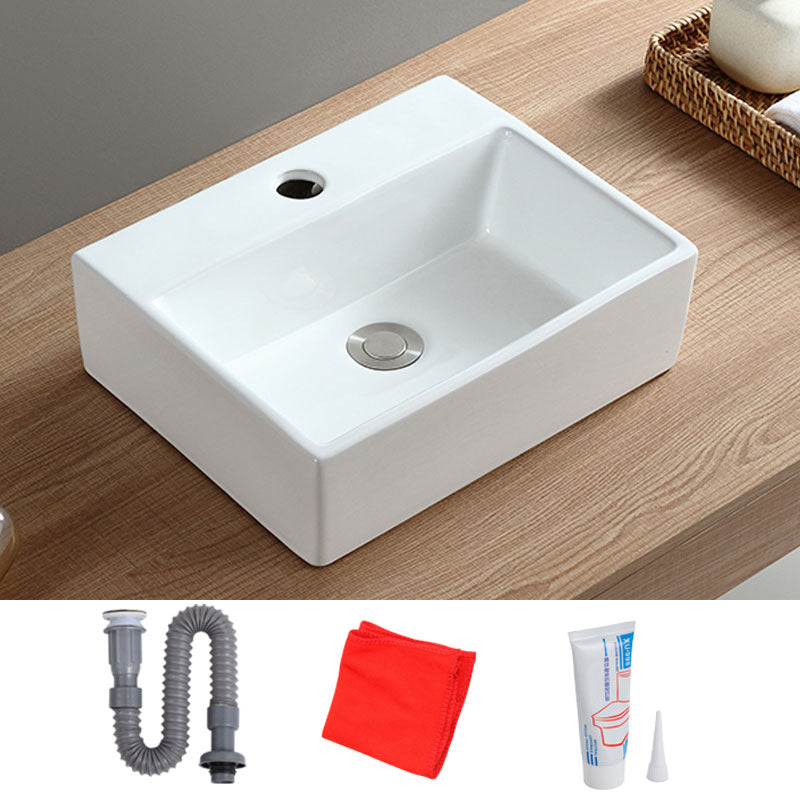 White Bathroom Sink Vessel Porcelain Bathroom Sink (Not Including Faucet)