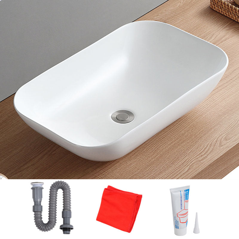 White Bathroom Sink Vessel Porcelain Bathroom Sink (Not Including Faucet)