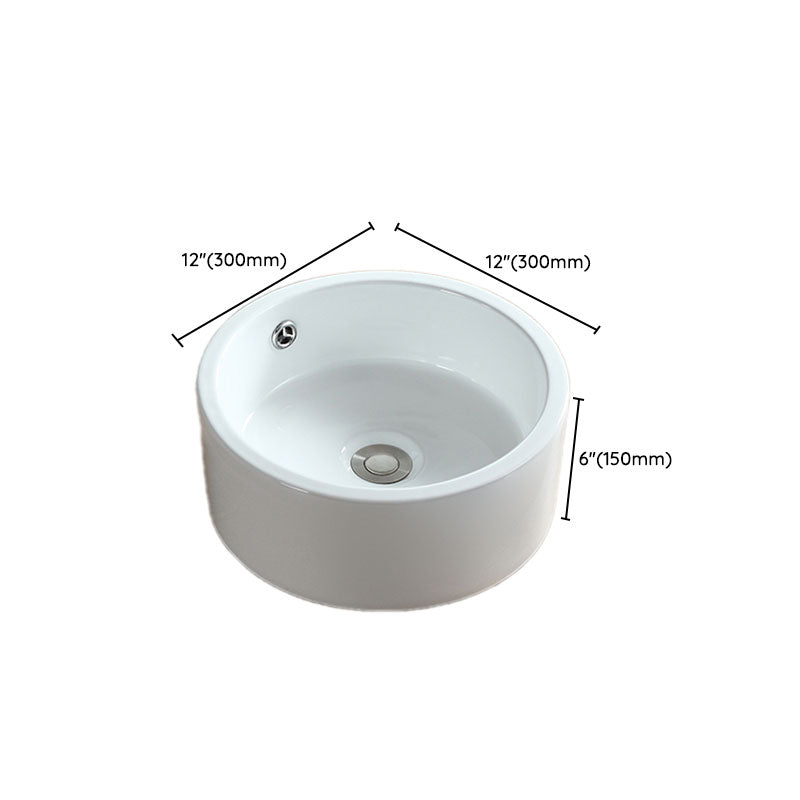 White Bathroom Sink Vessel Porcelain Bathroom Sink (Not Including Faucet)