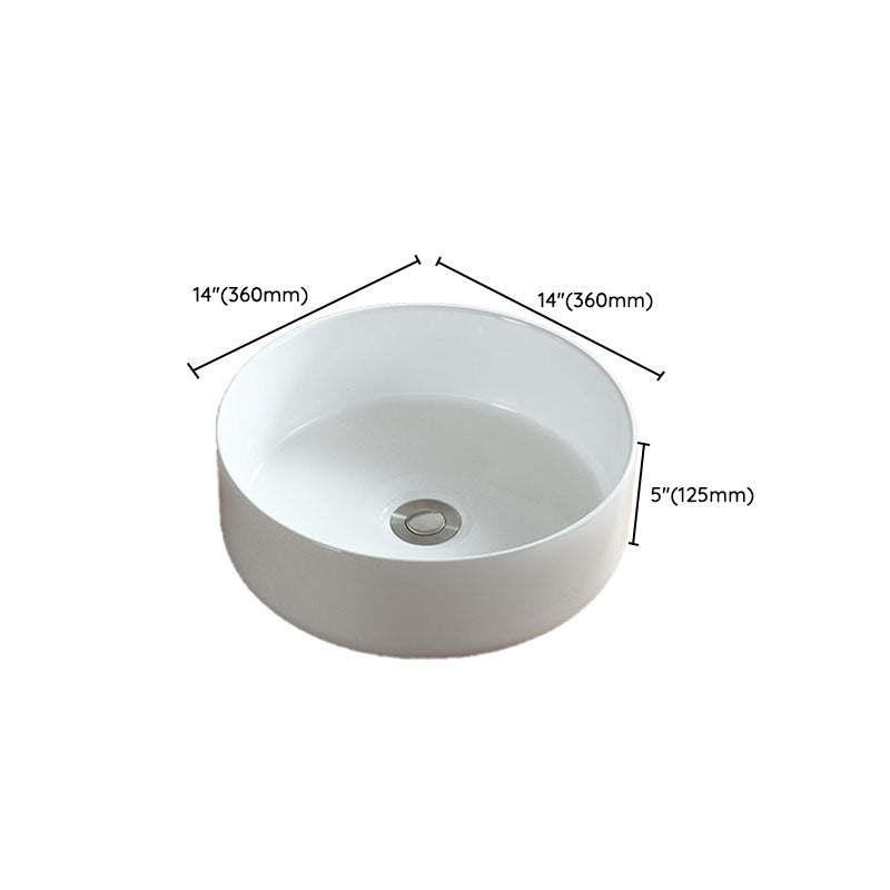 White Bathroom Sink Vessel Porcelain Bathroom Sink (Not Including Faucet)