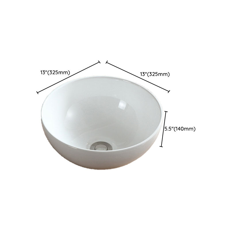 White Bathroom Sink Vessel Porcelain Bathroom Sink (Not Including Faucet)