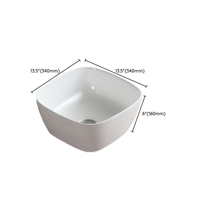 White Bathroom Sink Vessel Porcelain Bathroom Sink (Not Including Faucet)