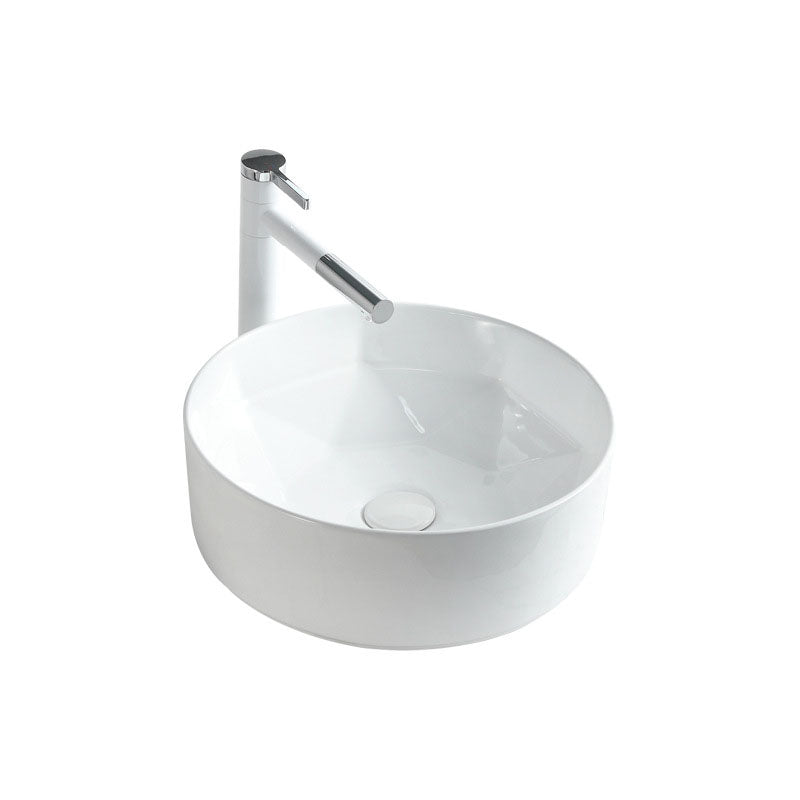 Contemporary Bathroom Sink White Porcelain Vessel Lavatory Sink Only