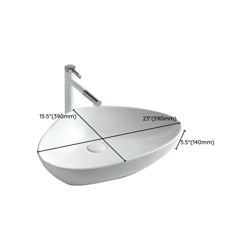 Contemporary Bathroom Sink White Porcelain Vessel Lavatory Sink Only