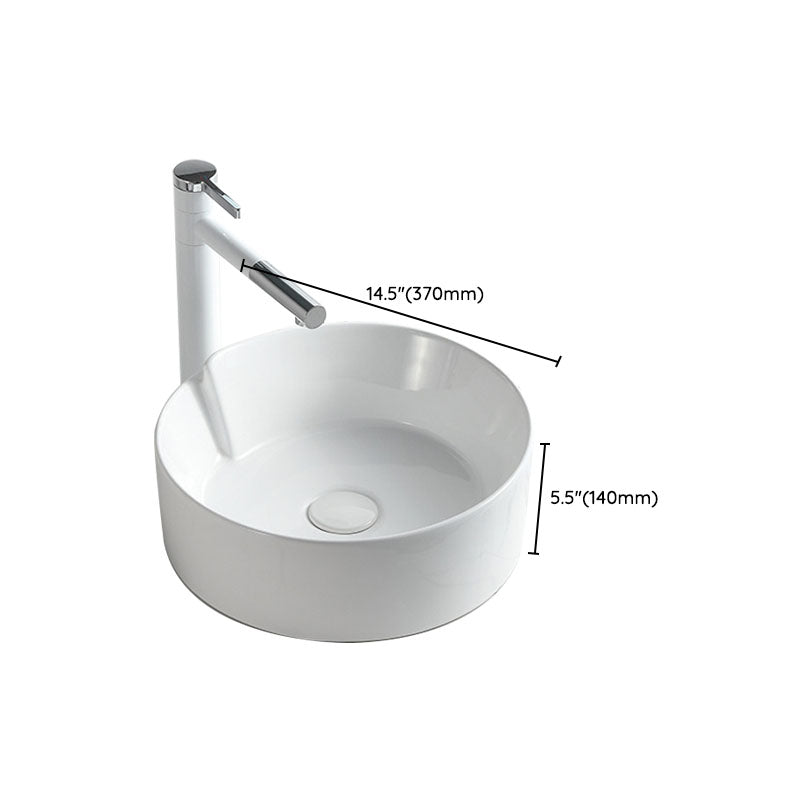 Contemporary Bathroom Sink White Porcelain Vessel Lavatory Sink Only