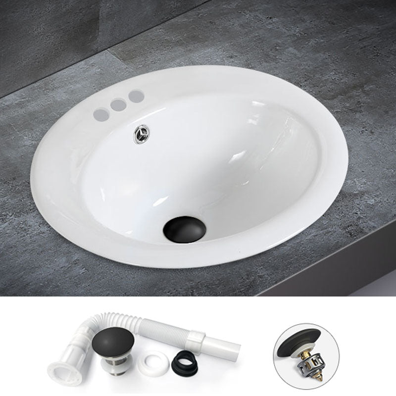 Classical Basin Sink Solid Color Porcelain Bathroom Sink in White