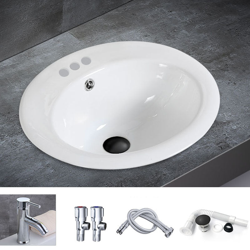 Classical Basin Sink Solid Color Porcelain Bathroom Sink in White