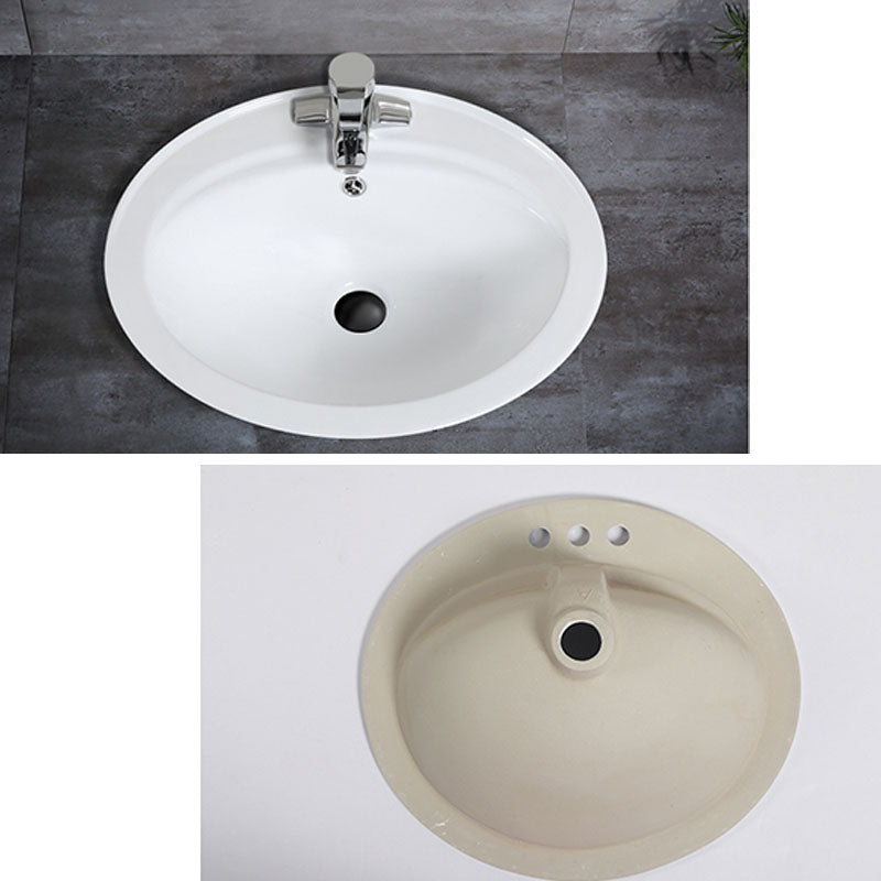 Classical Basin Sink Solid Color Porcelain Bathroom Sink in White