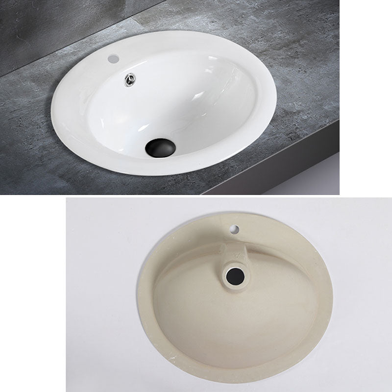 Classical Basin Sink Solid Color Porcelain Bathroom Sink in White