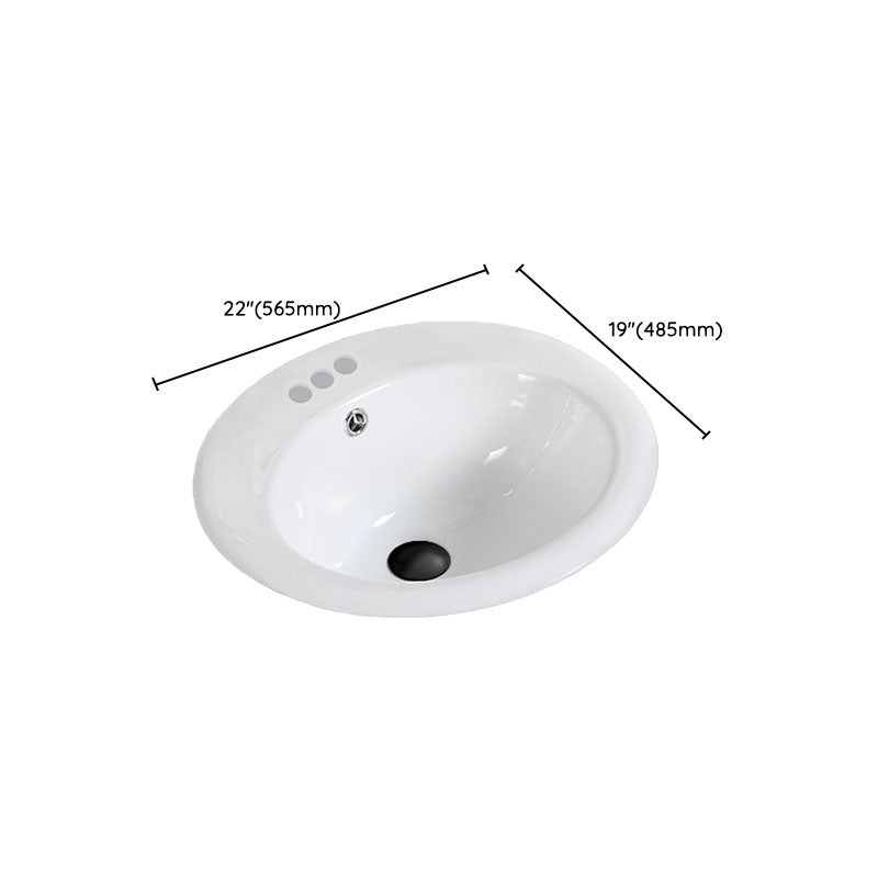 Classical Basin Sink Solid Color Porcelain Bathroom Sink in White