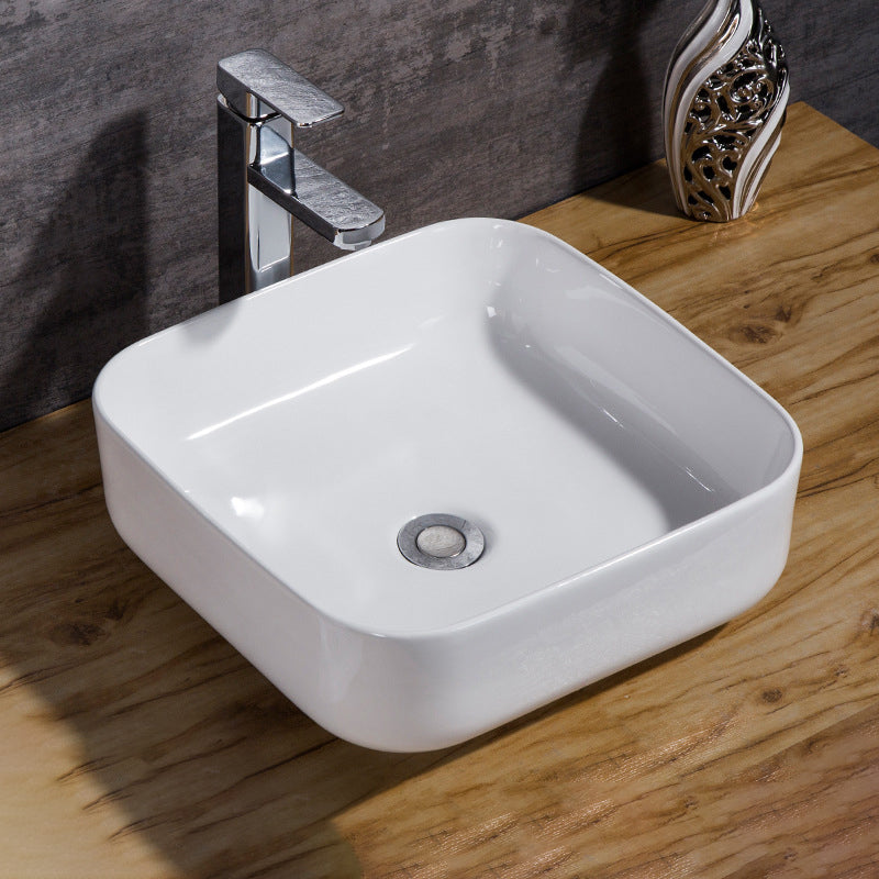 Modern Bathroom Sink Solid Color Porcelain Vessel Bathroom Sink