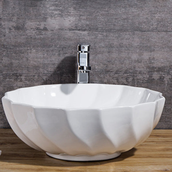 Modern Bathroom Sink Solid Color Porcelain Vessel Bathroom Sink
