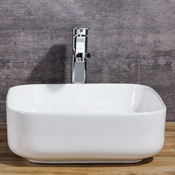 Modern Bathroom Sink Solid Color Porcelain Vessel Bathroom Sink