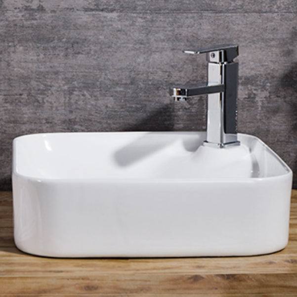 Modern Bathroom Sink Solid Color Porcelain Vessel Bathroom Sink