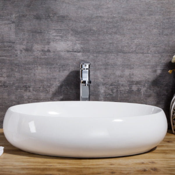 Modern Bathroom Sink Solid Color Porcelain Vessel Bathroom Sink