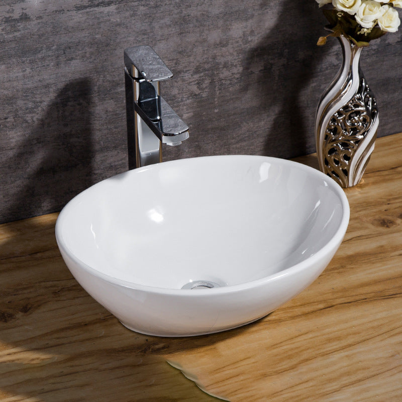 Modern Bathroom Sink Solid Color Porcelain Vessel Bathroom Sink