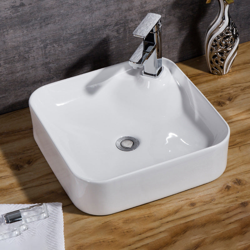 Modern Bathroom Sink Solid Color Porcelain Vessel Bathroom Sink