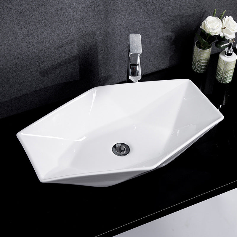Modern Bathroom Sink Solid Color Porcelain Vessel Bathroom Sink
