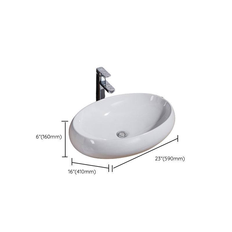 Modern Bathroom Sink Solid Color Porcelain Vessel Bathroom Sink