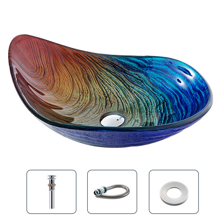 Creative Glass Vessel Sink Specialty Vessel Bathroom Sink with Pop-Up Drain
