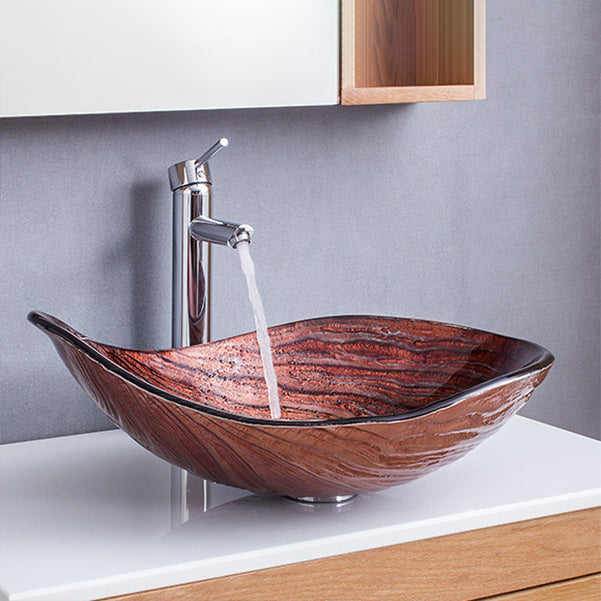 Creative Glass Vessel Sink Specialty Vessel Bathroom Sink with Pop-Up Drain