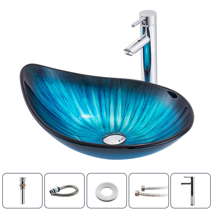 Creative Glass Vessel Sink Specialty Vessel Bathroom Sink with Pop-Up Drain
