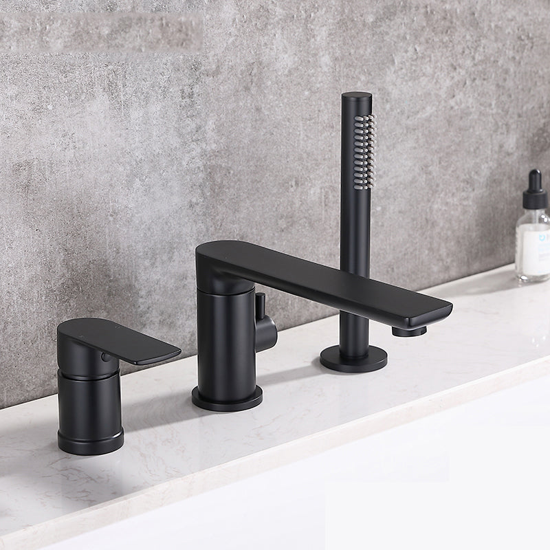 Modern Style Roman Tub Faucet Pure Color Deck-Mount Low Arc Copper Roman Tub Faucet