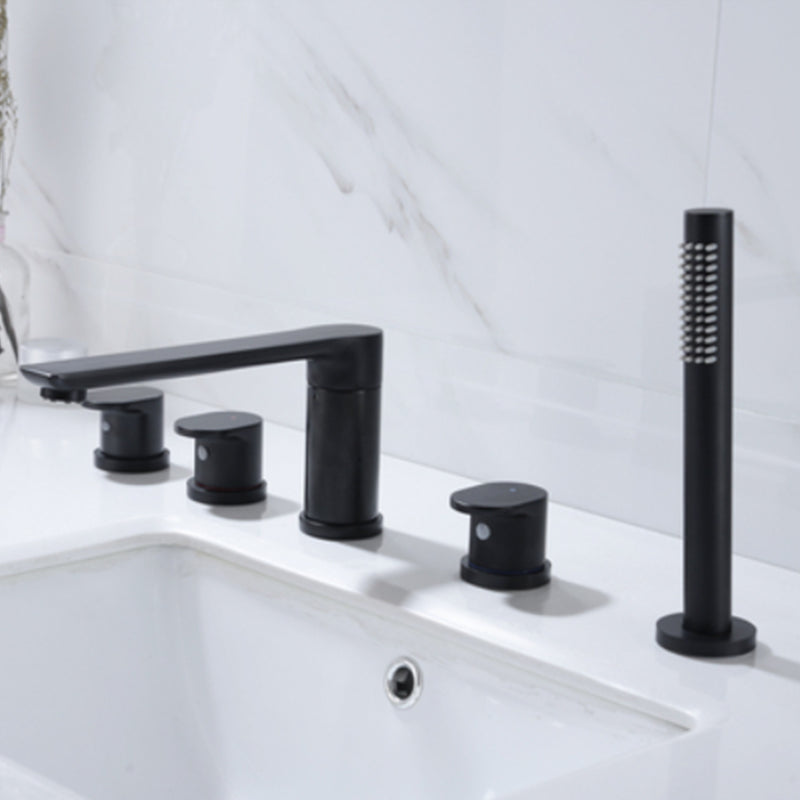 Modern Style Roman Tub Faucet Pure Color Deck-Mount Low Arc Copper Roman Tub Faucet