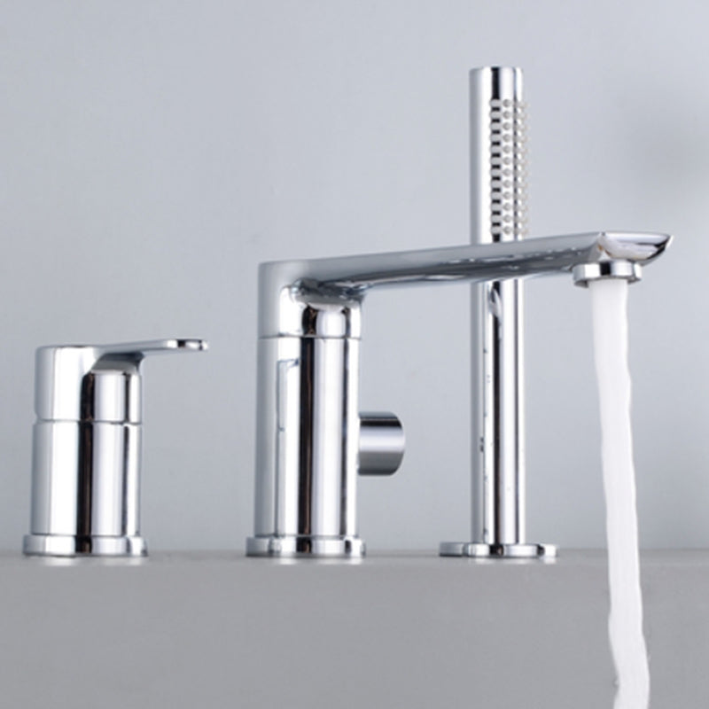 Modern Style Roman Tub Faucet Pure Color Deck-Mount Low Arc Copper Roman Tub Faucet