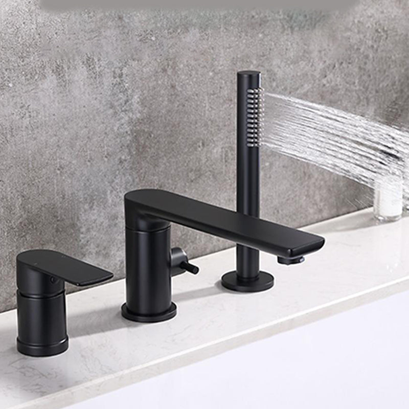 Modern Style Roman Tub Faucet Pure Color Deck-Mount Low Arc Copper Roman Tub Faucet