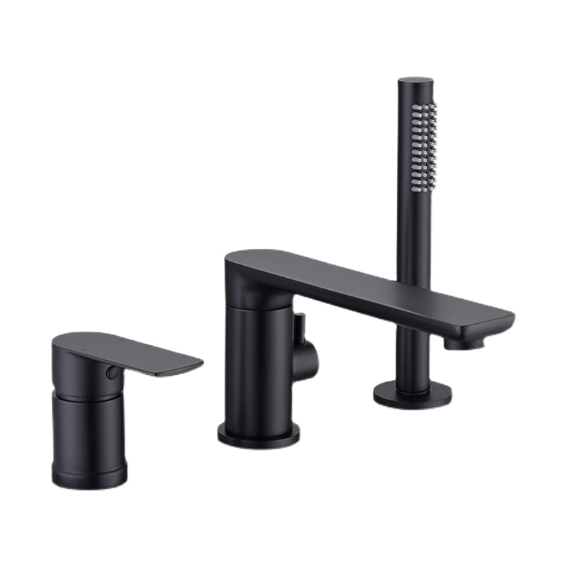 Modern Style Roman Tub Faucet Pure Color Deck-Mount Low Arc Copper Roman Tub Faucet