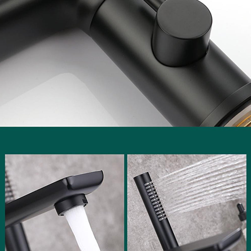 Modern Style Roman Tub Faucet Pure Color Deck-Mount Low Arc Copper Roman Tub Faucet