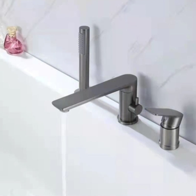 Modern Style Roman Tub Faucet Pure Color Deck-Mount Low Arc Copper Roman Tub Faucet