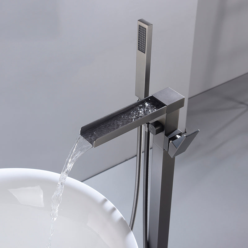 Modern Style Freestanding Tub Filler Floor Mount Freestanding Tub Filler with Hand Shower