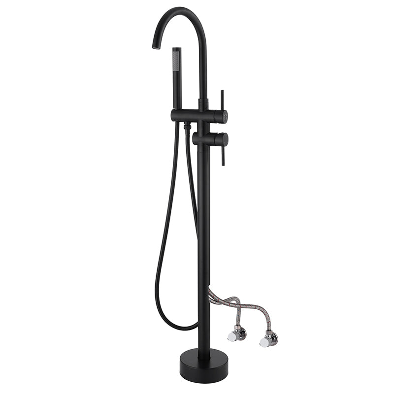 Modern Style Freestanding Tub Filler Floor Mount Freestanding Tub Filler with Hand Shower