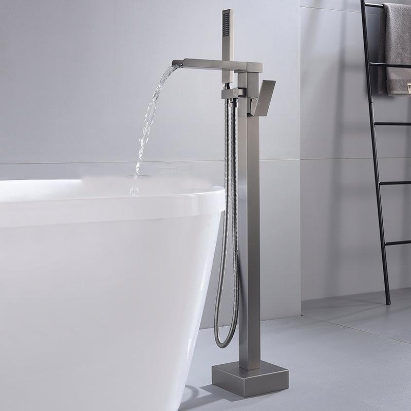 Modern Style Freestanding Tub Filler Floor Mount Freestanding Tub Filler with Hand Shower