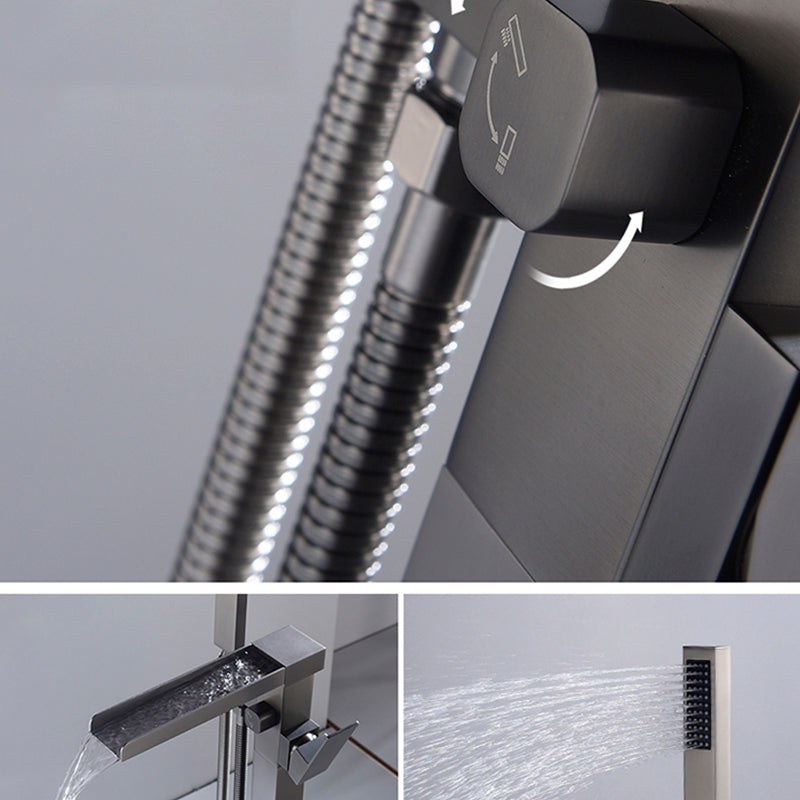 Modern Style Freestanding Tub Filler Floor Mount Freestanding Tub Filler with Hand Shower