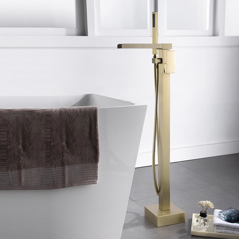 Modern Style Freestanding Tub Filler Floor Mount Freestanding Tub Filler with Hand Shower