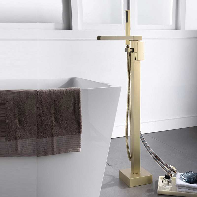 Modern Style Freestanding Tub Filler Floor Mount Freestanding Tub Filler with Hand Shower