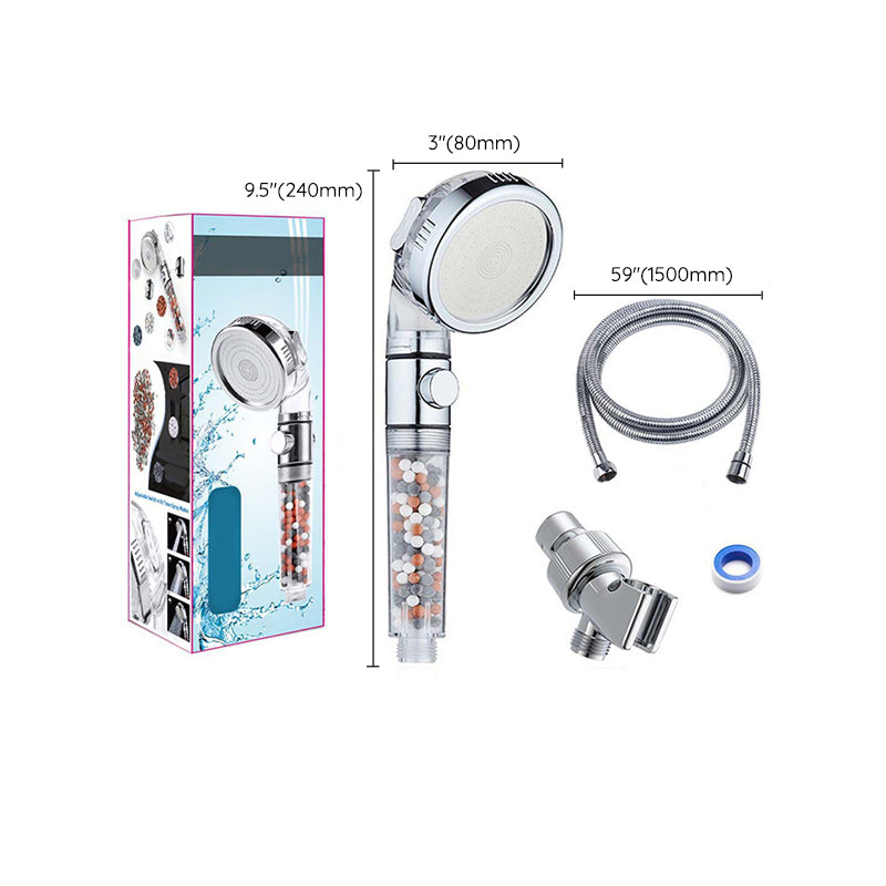 Contemporary Handheld Shower Head Round Filter Ball Spray Head in Silver