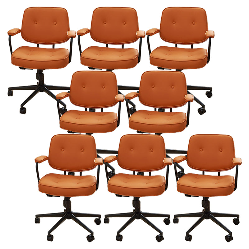 Padded Arms Desk Chair Modern Adjustable Seat Height Swivel Chair with Wheels